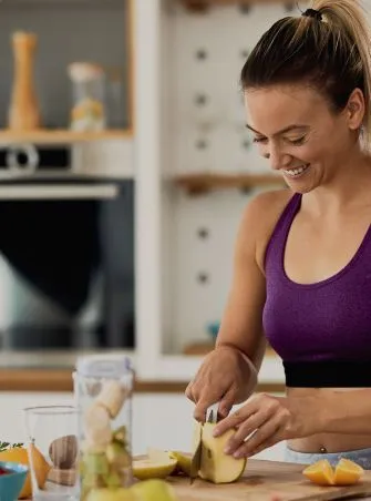 Woman cutting vegetables